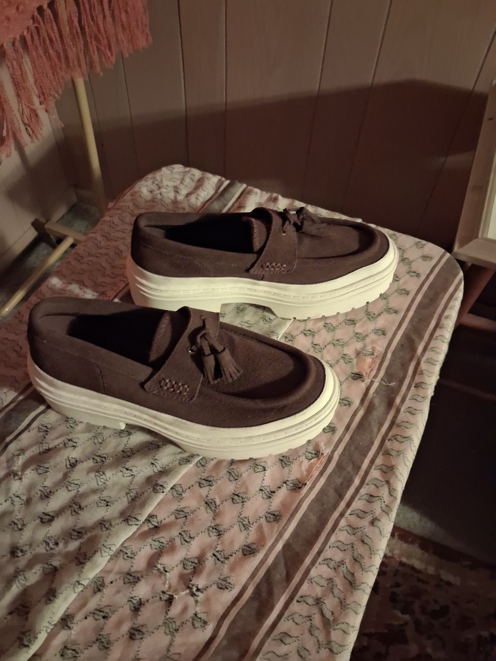 Converse Brown Tassel Loafers with White Platform Sole